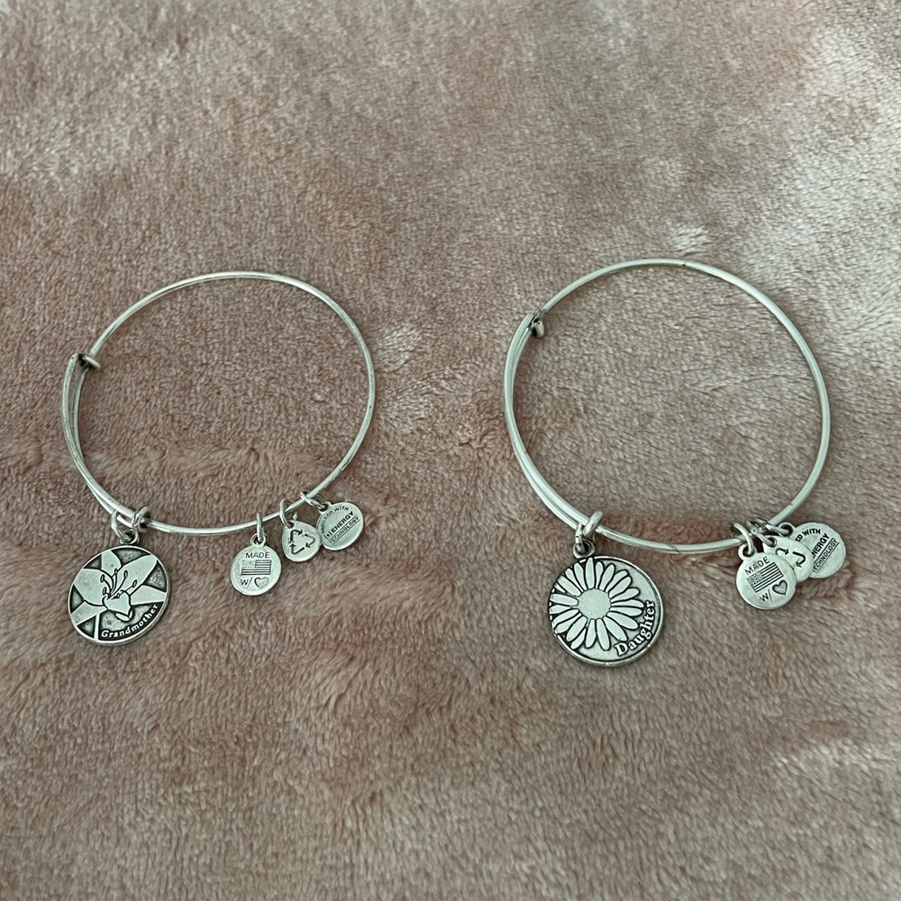 Alex + Ani Silver Bracelet Duo: Grandmother + Daughter